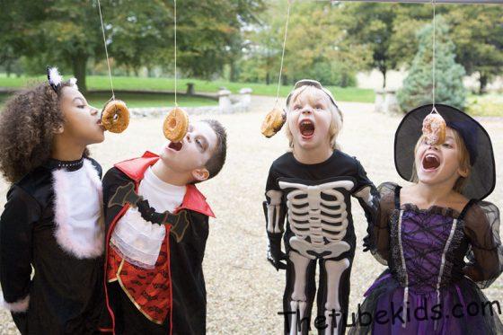 Halloween Party Games for kids donut on a string