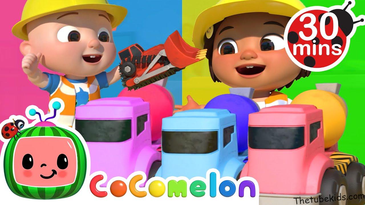 Rainbow Color Construction Vehicles Song | CoComelon Nursery Rhymes & Kids Songs