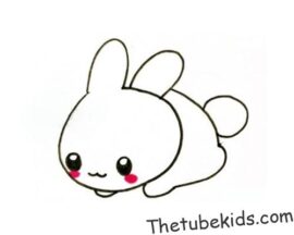 A simple drawing method for children to draw a little rabbit lying on ...