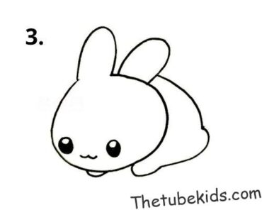 A simple drawing method for children to draw a little rabbit lying on ...