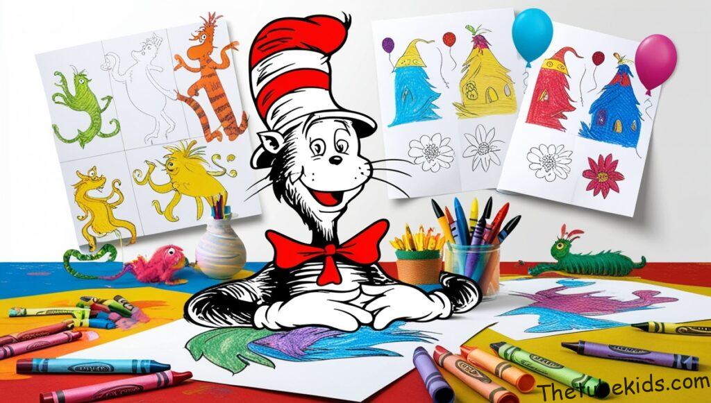 Cat In The Hat Coloring Pages For Kids (100% Free Printables)