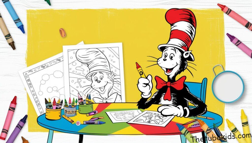 Cat In The Hat Coloring Pages For Kids (100% Free Printables)