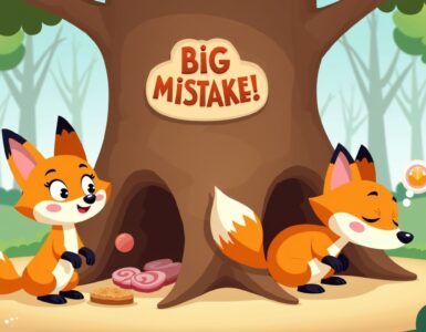 Short Stories The hungry fox who got caught in the tree trunk