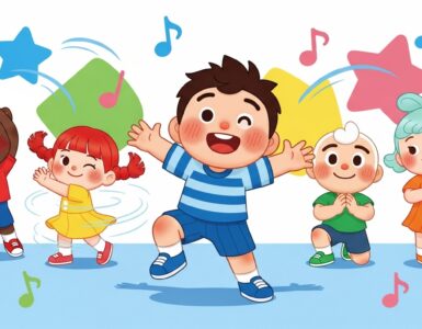 CoComelon characters dancing promoting active play and movement