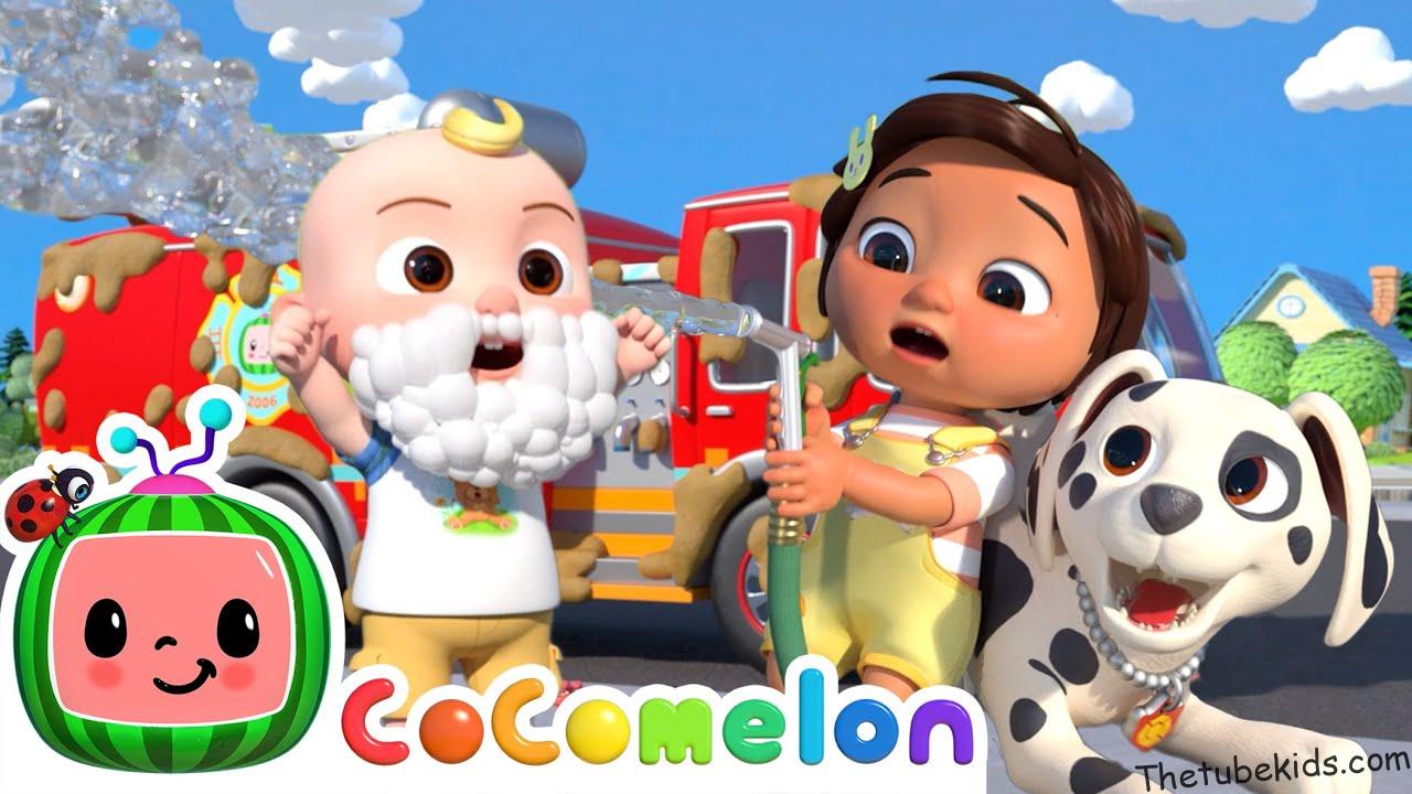 Wheels on the Fire Truck CoComelon: Fun Rhymes for Little Ones 1 Fire Truck Wash with JJ and Nina! | CoComelon Kids Songs & Nursery Rhymes